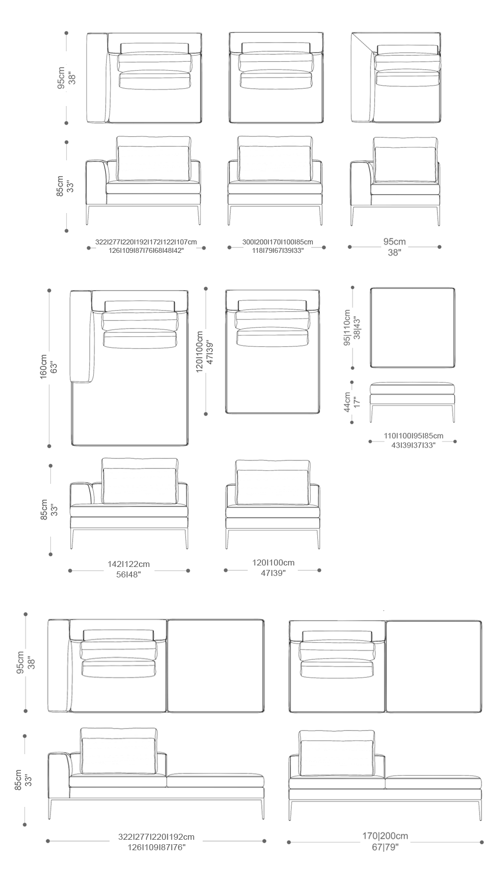 Image of the complete dimensions of the product